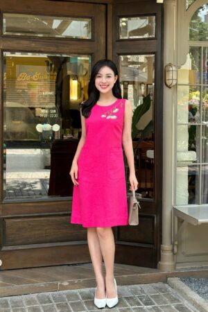 ĐẦM LINEN THÊU LÁ