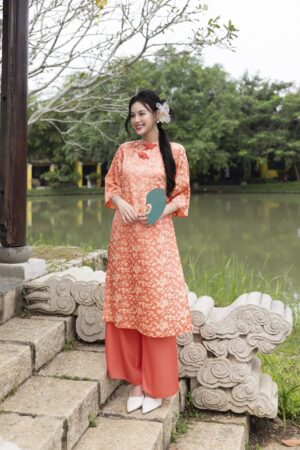 ÁO DÀI ĐÍNH NÚT TÀU