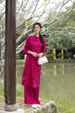 ÁO DÀI ĐÍNH NÚT TÀU