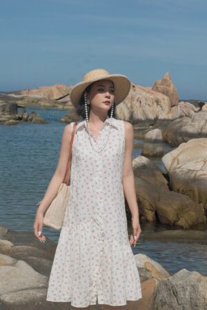 ĐẦM SƠ MI LINEN HOA NHÍ