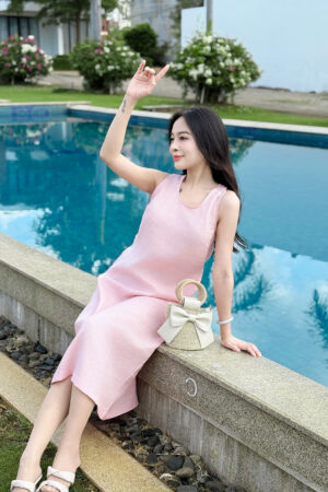 Đầm Linen Nơ Lưng Duyên Dáng