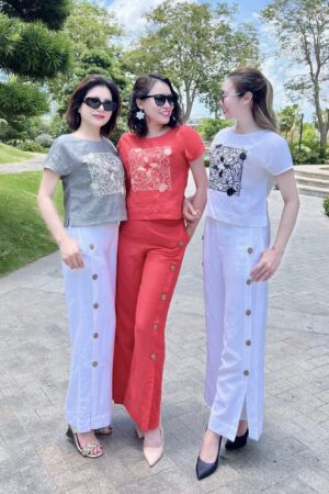 Quần Dài Linen Đính Nút