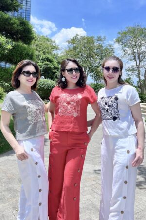 Áo Linen Cổ Tròn In Họa Tiết