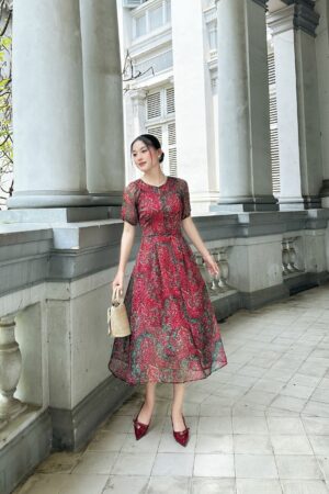 ĐẦM VOAN TƠ CỔ TRÒN NHÚN
