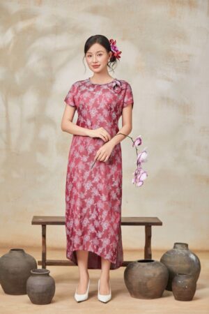 ĐẦM SUÔN TẾT CỔ ÁO ĐÍNH HOA