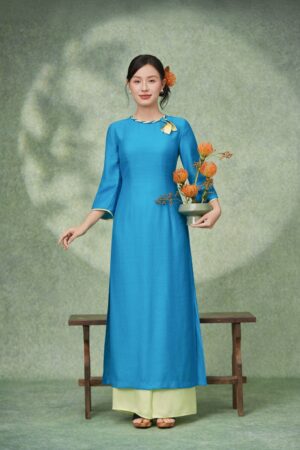 ÁO DÀI TƠ XANH KÈM QUẦN