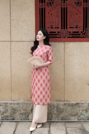 ÁO DÀI CHỮ THỌ ĐÍNH NÚT TÀU TẶNG QUẦN