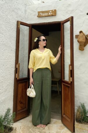 QUẦN LINEN XANH CHẠY GÂN