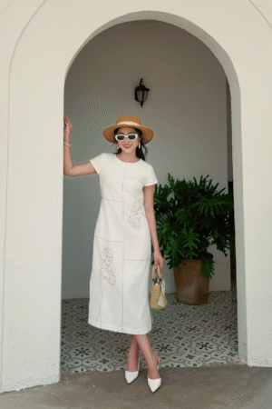 ĐẦM LINEN CHẠY CHỈ CHIẾC LÁ