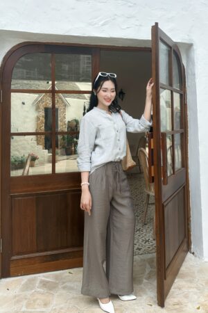 ÁO LINEN CỔ TRỤ