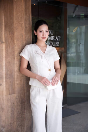 ÁO LINEN THÊU CHỮ S LINE