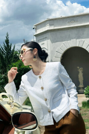 VEST CỔ TRÒN TRẦN CHỈ NÂU