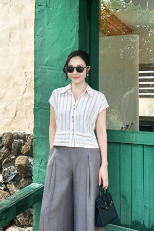 ÁO SƠ MI LINEN KẺ HỒNG
