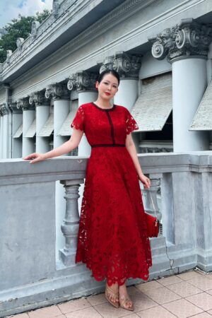 ĐẦM DẠ HỘI ĐỎ PHỐI REN
